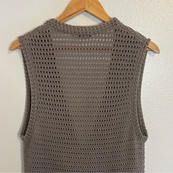 Boho Crochet Open Knit Longline Cardigan Duster Size Small in Taupe/Brown - Picture 7 of 10